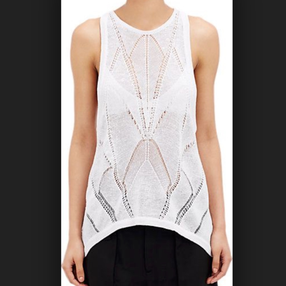 Helmut Lang Women's White Open Knit Tank